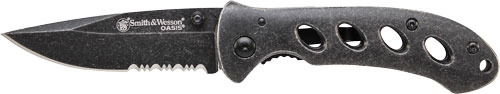 S&W OASIS SMALL LINER LOCK KNIFE 2.6" STONEWASH BLADE-img-0