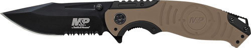 S&W KNIFE M&P INDEX FLIPPER 3.5" BLACK/DESERT TAN CLIP PT-img-0