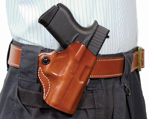 DeSantis 019TAY1Z0 Mini Scabbard Holster RH OWB Leather SF XDS 3.3" Tan