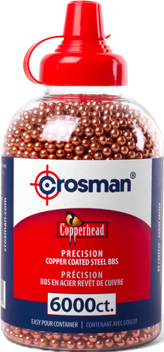 Crosman 0767 Copper Coated BBs 4.5mm, 6-Pack of 6000, EZ-Pour Bottles