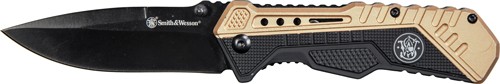 Smith & Wesson 1084303 Knife 3.5" Black Blade Black/FDE Handle - Smith & Wesson for sale at TheGunDock