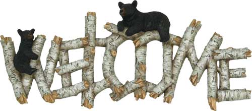 Rivers EDGE BIRCH BEAR WELCOME PLAQUE