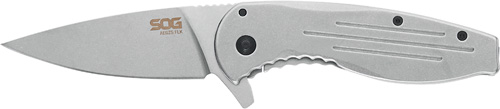 SOG SOG14410242 Aegis FLK 3.40" Clip Point 4116 SS Blade Silver Handle