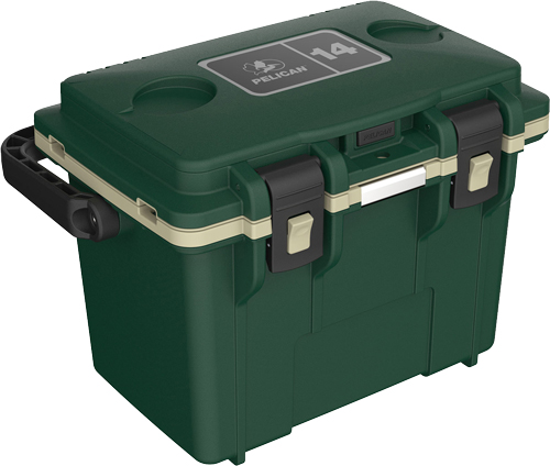 PELICAN COOLERS IM 14 QUART HUNTER GREEN/TAN DRY STORAGE