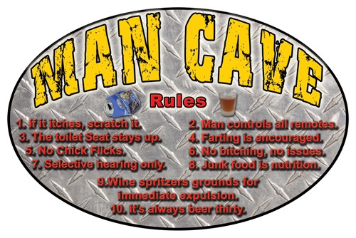 RIVERS EDGE SIGN 12"x17" "MANCAVE RULES"