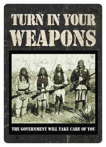 River's Edge Gifts TIN Sign 12"X17" "Turn IN Your Weapons" 1589