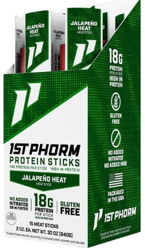1ST PHORM PROTEIN BEEF STICKS JALEPENO HEAT 15