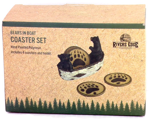 Rivers Edge Products Bears In Boat Coaster Set Md: 2040