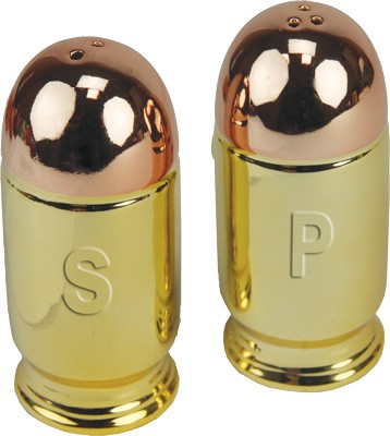 RIVERS EDGE PISTOL CARTRIDGE SHAPED SALT & PEPPER SHAKERS
