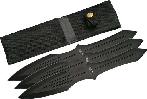 SZCO Rite Edge 211230BK 9.75" Black Throwing Knife 3pc Set with Sheath