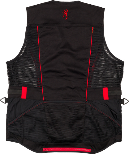 Browning Ace Shooting Vest Black Red 3XL Polyester Mesh Panel Full Length Patch Shell Pockets
