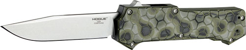 Hogue Compound OTF Automatic: 3.5 Clip Point Blade - Tumbled Finish-img-0