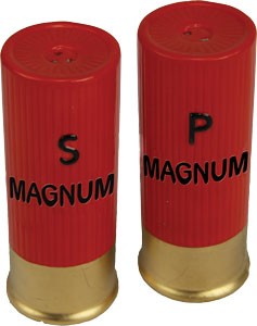 RIVERS EDGE SHOTSHELL SHAPED SALT & PEPPER SHAKERS