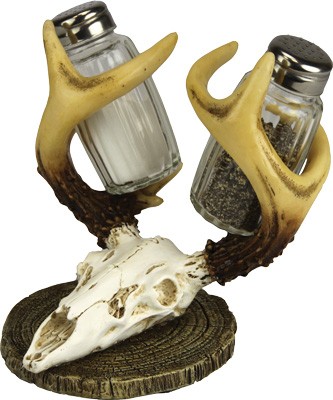 River's Edge 526 Euro Deer Salt & Pepper Shakers with Skull Mount Holder