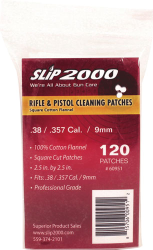 SLIP 2000 CLEANING PATCHES 2.5"SQ .38/357/40/9mm 120-PAC!