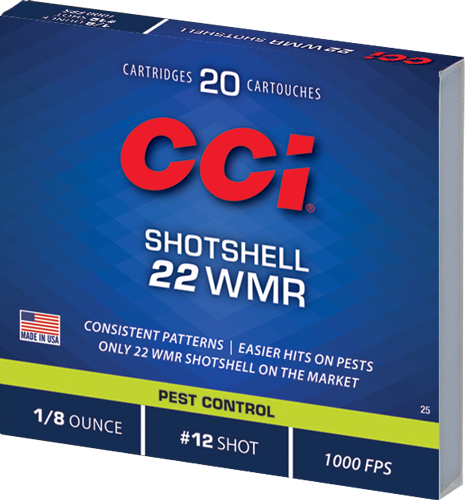 CCI 0025 Pest Control 22 WMR Shotshell #12 Shot (52 Grain) 20 Rounds