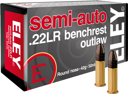 Eley 2320 Semi-auto Benchrest Outlaw Round Nose 42 Grain .22 Long Rifle 1085 FPS. y 2320 Semi-auto Benchrest Outlaw Round Nose 42 Grain .22 Long Rifle 1085 FPS. Ammo
