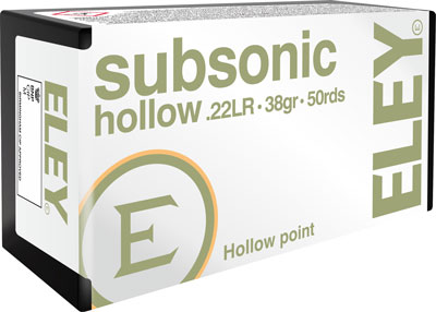 ELEY SUBSONIC 22LR 38GR HP-50RD 100BX/CS Y SUBSONIC 22LR 38GR HP-50RD 100BX/CS Ammo