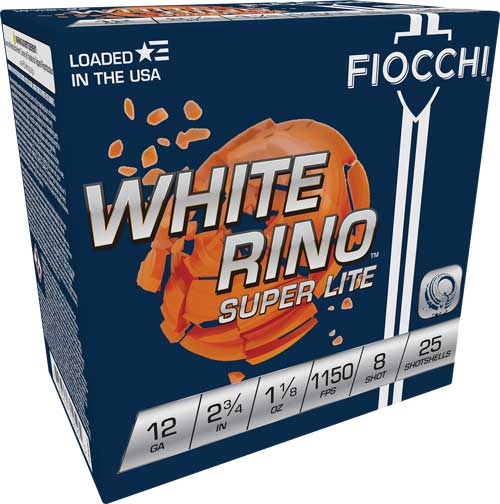 Fiocchi 12WRSL8 White Rino 12GA 2.75" 1-1/8oz #8 1150FPS 250rd Case