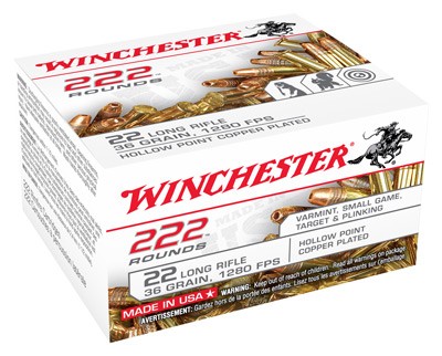 Winchester .22 LR 36 Grain Lead-HP 222 Round Bulk Pack