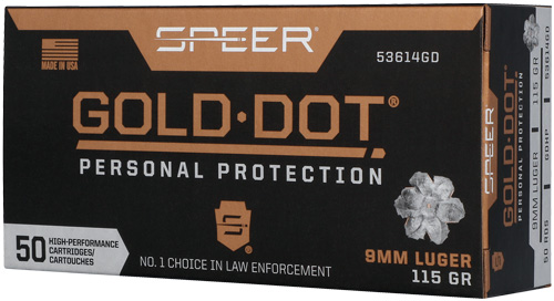SPEER GOLD DOT 9MM LUGER 115GR GDHP 50RD 10BX/CS
