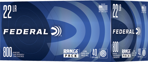 Federal Range Pack Rimfire Ammunition .22 LR 40 Gr. LRN 1200 FPS 800/Ct