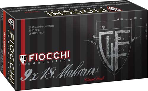 FIOCCHI 9MM MAKAROV 95GR FMJ-50RD 20BX/CS CCHI 9MM MAKAROV 95GR FMJ-50RD 20BX/CS Ammo