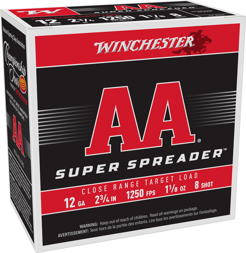 WINCHESTER AA 12GA 2.75" 1-1/8 SPREADER #8 1250FPS 250RD CASE