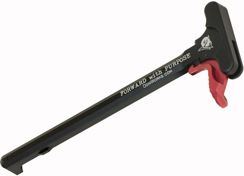 Odin Works ACCCHXCHRED AR-15 Extended Charging Handle Black/Red Aluminum