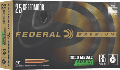Federal Gold Medal 25 Creedmoor 135 Grain Sierra Tipped MatchKing 20 Round Box