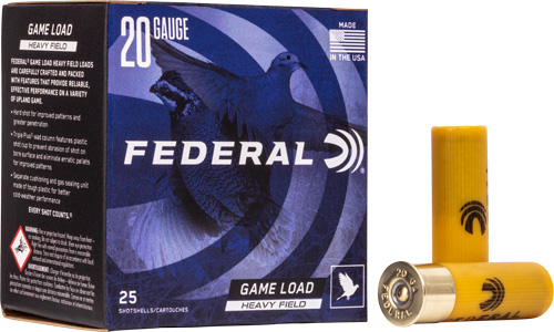 Federal Game Load 20 Gauge Lead Shot #7.5 1 Ounce 25 Rounds