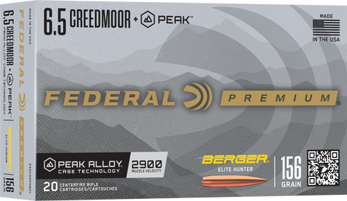 Federal Premium 6.5 Creedmoor +Peak Berger Elite Hunter 156gr 20-Round Box (10 Boxes/Case)