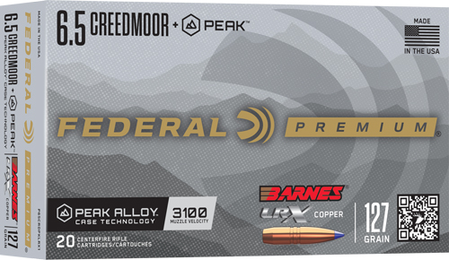 Federal Premium +Peak 6.5 Creedmoor 127gr Barnes LRX Ammunition (20-Round Box)