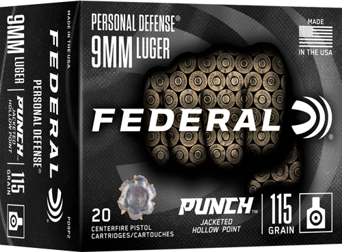 Federal Punch PD9P2 9mm Luger 115gr JHP Ammunition (20 Rounds)