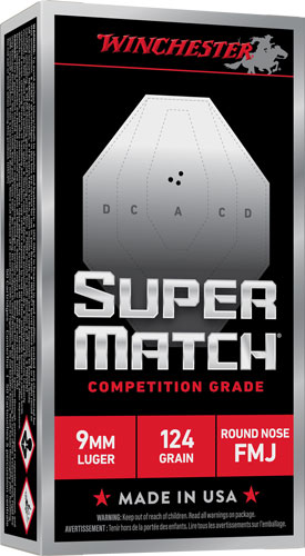 Winchester Super Match 9mm 124 Grain FMJ RN (50/10)