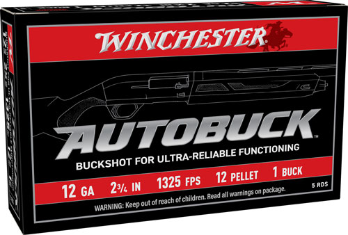 Winchester AutoBuck 12 Gauge 2-3/4" #1 Buckshot Shotshell (5 Rounds)