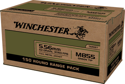 Winchester Green Tip M855 5.56 NATO 62 gr FMJ Rifle Ammunition (600 Rounds)