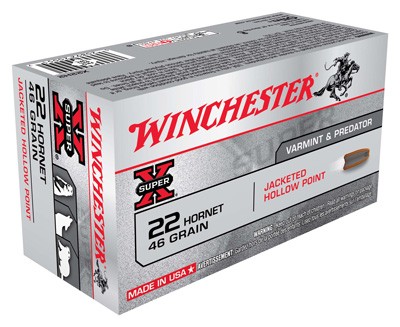 Winchester Super-X Rifle Ammo 22 Hornet 46 Gr. Hollow Point 50 Rd. chester Super-X Rifle 22 Hornet 46 Gr. Hollow Point 50 Rd. Ammo