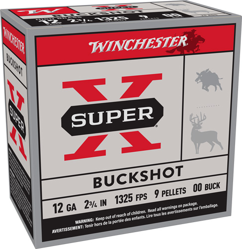 Winchester Ammunition Super-X 12 Gauge 2-3/4" 00 Buckshot (25 Rounds)