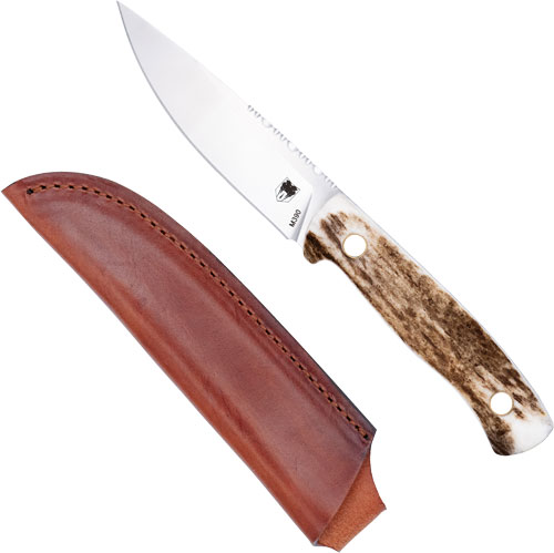Cobratec Koonsman M390 4" Fixed Blade Stag Handle with Leather Sheath
