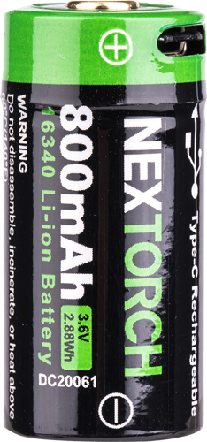 NEXTORCH DC20044 16340 USB-C Rechargeable Battery