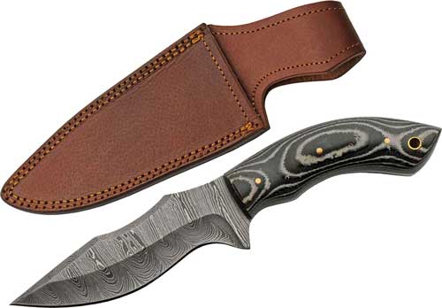 SZCO Rite Edge DM1307 5" Charcoal Micarta Damascus Drop Point Knife
