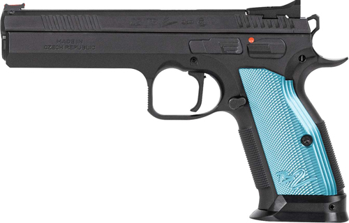 CZ-USA TS2 Handgun 9MM Luger 10RD Magazines (2) 5.28" Barrel Black with Aluminum Blue Grips
