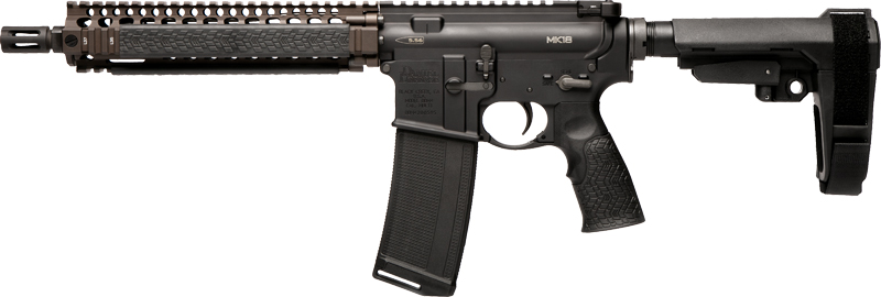 Daniel Defense MK18 FDE Pistol 5.56 NATO 32RD Magazine 10.3" Barrel Brace