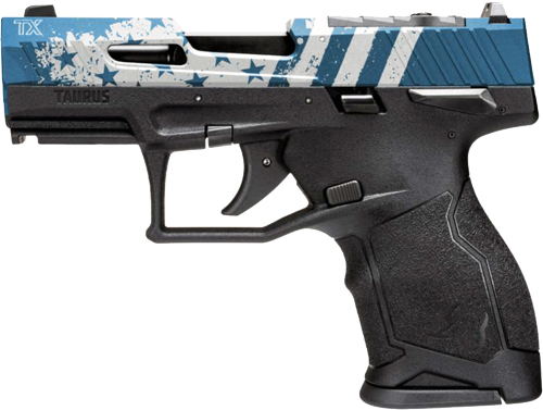 Taurus TX22 Compact Semi-Auto Pistol, .22 LR, 3.6" Stainless Steel Barrel, 13-Round, Optics-Ready Slide, Black Polymer Frame, US Blue American Flag Finish - Taurus - Best Price $293.72