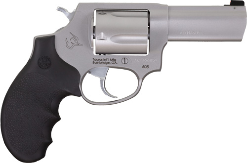 Taurus Defender 605 357 MAG/38 Spl+p Matte Stainless Steel 3 in Hogue Rubber Grip Handgun 5RD Magazine
