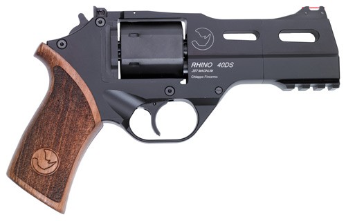 Chiappa 40DS Rhino Handgun .357 MAG 6RD Capacity 4" Barrel Black with Wood Grip and 3 Moon Clips