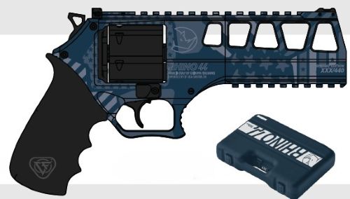 Chiappa RHINO REVOLVER L FRAME 60 DS SPECIAL LIMITED EDITION 440 PCS 44MAG 6IN BARREL 6RD NAVY BLUE FIBER OPTIC FRONT SIGHT ADJ REAR SIGHT HOGUE GRIP 340.349