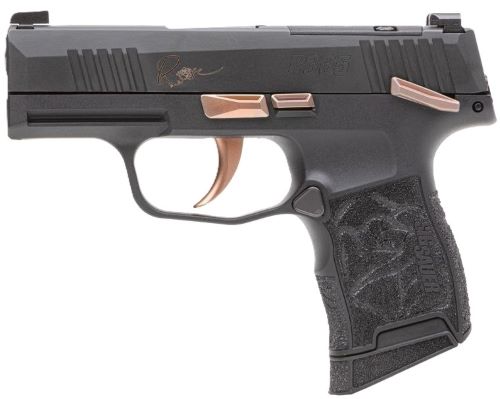 Sig Sauer 365380ROSE P365 Rose Kit Micro-Compact 380 ACP 10+1 3.10" Black Nitron Stainless Steel Optic Ready/Serrated Slide, Black w/Rose Gold Accents Stainless Steel Frame w/Accessory Rail, Black Las