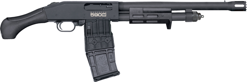 Mossberg 590M Shockwave Breacher Shotgun 12GA 2-3/4" Chamber 10RD Magazine(1) 14'' Breacher Barrel Birds Head Grip